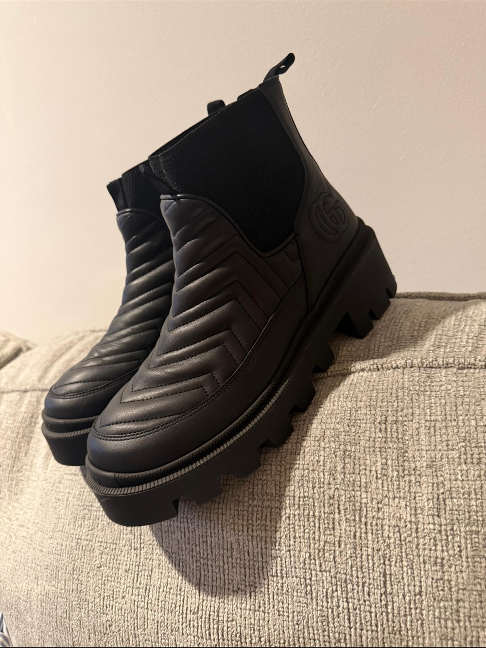 Gucci Black Quilted Platform Chelsea Boots